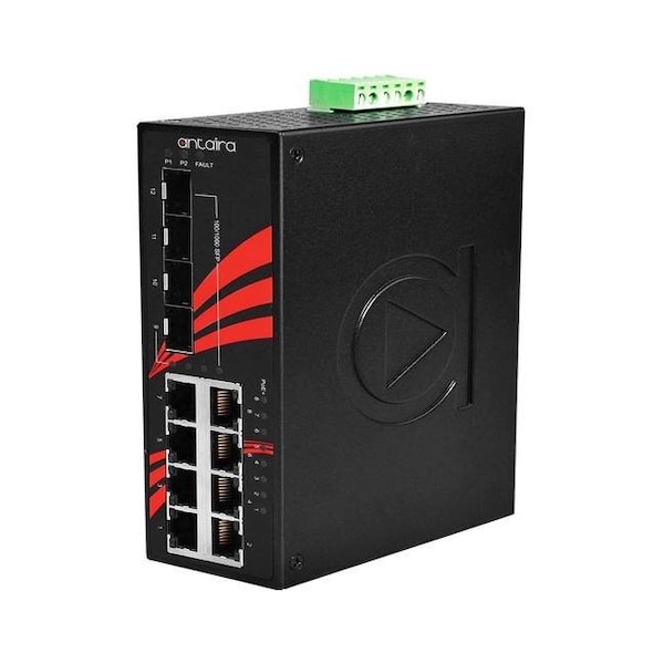 Antaira 12-Port Industrial PoE+ Gigabit Unmanaged Ethernet Switch LNP-1204G-SFP-T - main